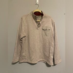 Woolrich size‎ Large Men’s Beige 1/4 Button Mock Neck Pullover Sweater